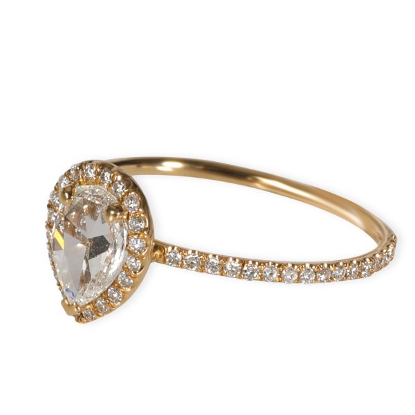 Yellow Gold Fashion Ring Reimagined Pear Shape Rose Cut Diamond Engagement Ring in 18K Gold F VS 068ctw