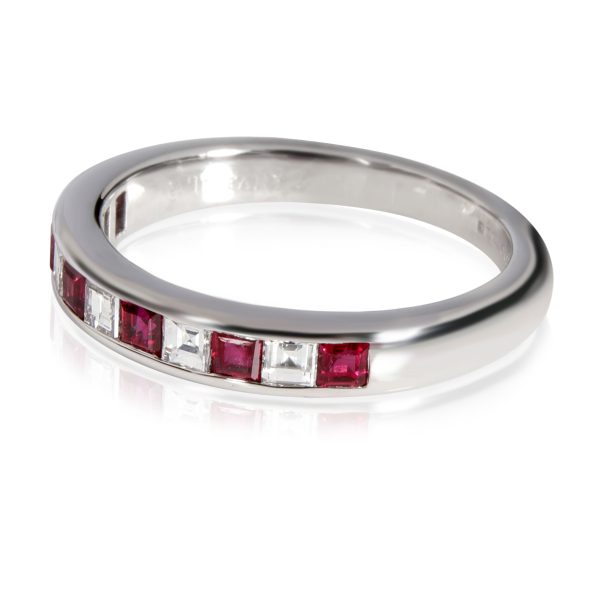 Platinum Band Tiffany Co Channel Set Ruby Diamond Band in Platinum 025 CTW