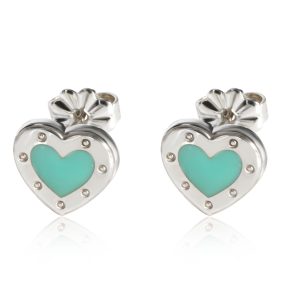 Tiffany Co Mini Heart Blue Enamel Earrings in Sterling Silver Celine Trio Small Shoulder Bag Black