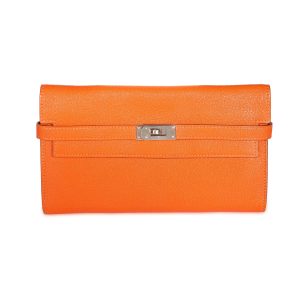 Hermès Orange Chévre Mysore Kelly Wallet with Palladium Hardware Gucci Waist Bag BLK Allover Pattern GG Punching Tanned Leather