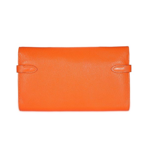 107815 pv f63ac8af 0984 45c6 af7a 8f5d7ce22ee9 Hermès Orange Chévre Mysore Kelly Wallet with Palladium Hardware