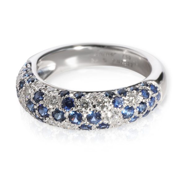 Rings Cartier Mimi Sapphire Diamond Pave Dome Ring in 18K White Gold