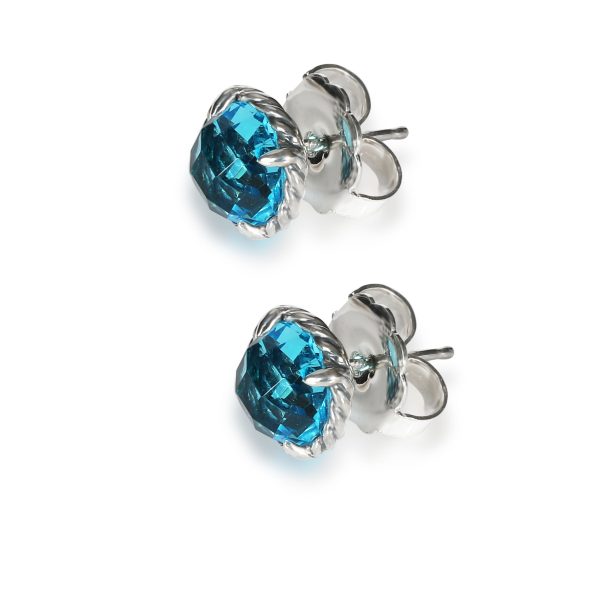 107920 sv David Yurman Chatelaine Blue Topaz Earrings in Sterling Silver