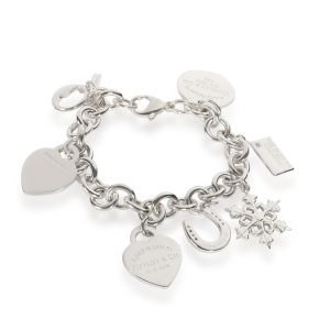 Tiffany Co Heart Tag Snowflake Charm Bracelet in Sterling Silver Cart