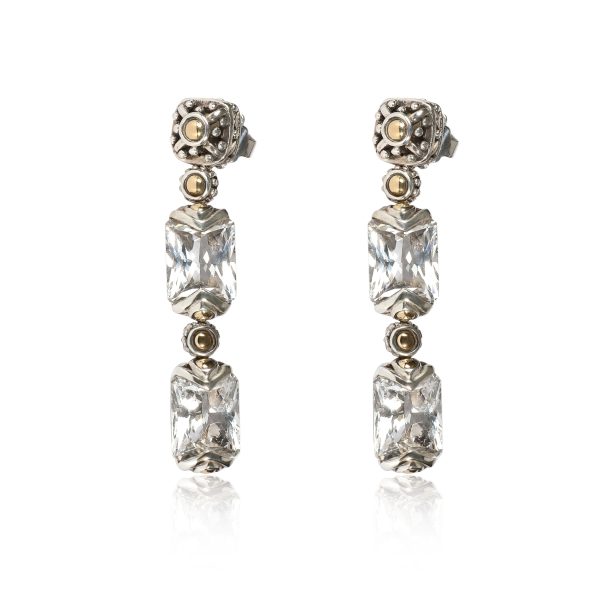 John Hardy Batu Sari White Topaz Earring in Yellow GoldSterling Silver John Hardy Batu Sari White Topaz Earring in Yellow GoldSterling Silver