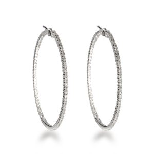 Diamond Hoop Earring in 14K White Gold 150 CTW Louis Vuitton Zippy Coin Card Case Damier Rose Ballerine