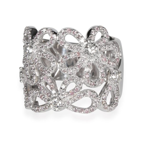 Gemma by WP Diamonds Pink White Diamond Flower Ring in 18K White Gold 130 CTW