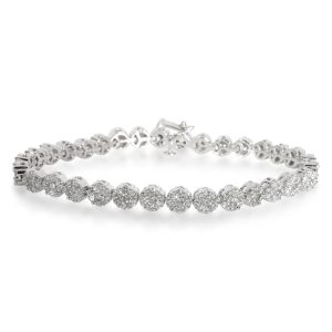 Diamond Flower Cluster Bracelet in 14K White Gold 600 CTW Prada Backpack Medium Vera Tessuto Saffiano Leather Beige