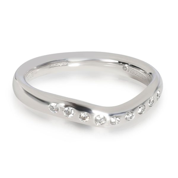 Tiffany Co Tiffany Co Elsa Peretti Curved Diamond Wedding Band in Platinum 01 CTW