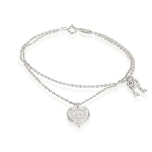 Return to Tiffany Love Heart Tag Key Bracelet Sterling Silver Saint Laurent Green Croc Embossed Medium Kate Tassel Bag