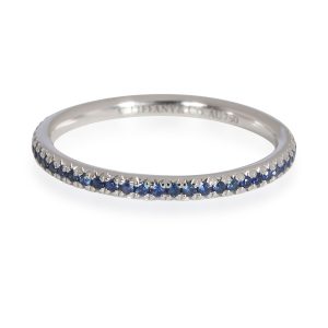 Tiffany Co Soleste Blue Sapphire Eternity Band in 18K White Gold Louis Vuitton Babylon Monogram Tote Bag Brown