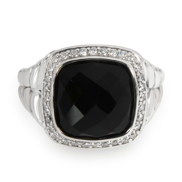 Rings David Yurman Albion Onyx Diamond Ring in Sterling Silver 033 CTW