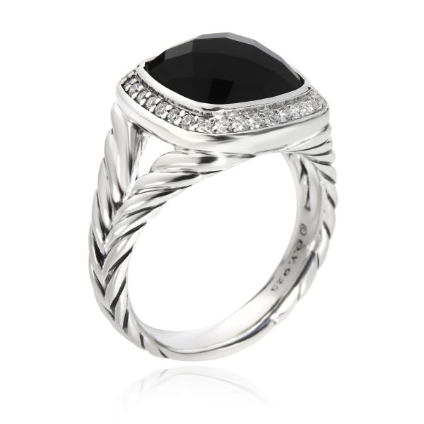 Silver Ring David Yurman Albion Onyx Diamond Ring in Sterling Silver 033 CTW