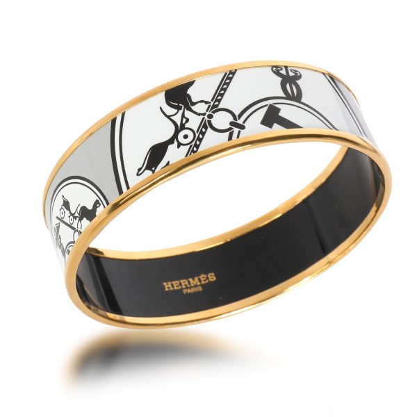 108408 av Hermes Wide Enamel Gold Plated Bangle