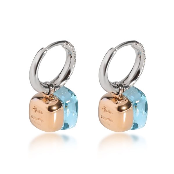 108600 bv Pomellato Nudo Blue Topaz Diamond Earrings in 18K White Rose Gold 055 CTW