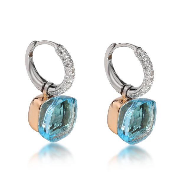 108600 sv Pomellato Nudo Blue Topaz Diamond Earrings in 18K White Rose Gold 055 CTW