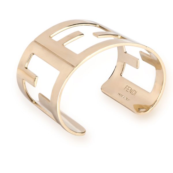 108644 pv Fendi Logo Zucca Cutout Gold Tone Cuff