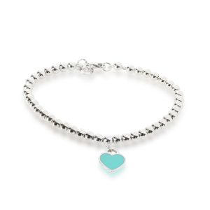 Return to Tiffany Mini Blue Heart Tag Bracelet in Sterling Silver Cart