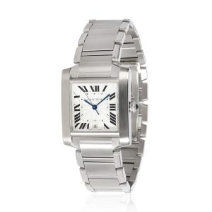 Cartier Tank Francaise W51002Q3 Mens Watch in Stainless Steel Bottega Veneta Intrecciato Shoulder Bag Black