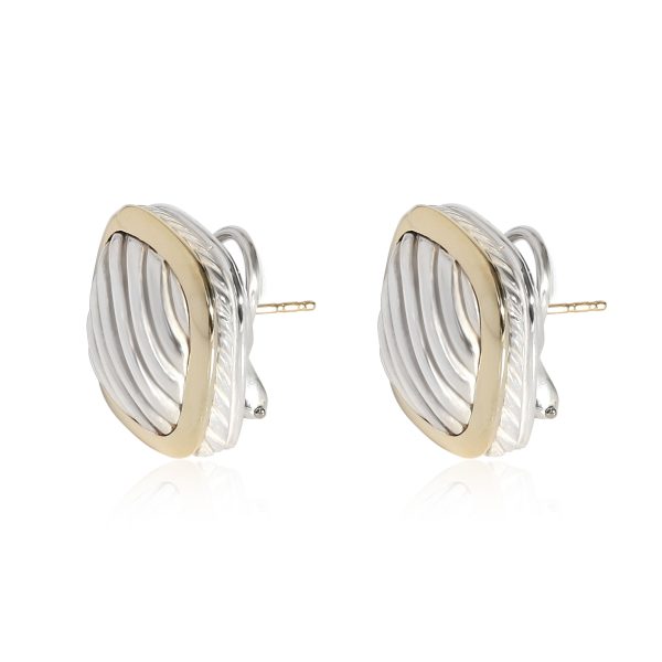 108880 sv David Yurman Square Cable Earrings in 18K Yellow Gold Sterling Silver