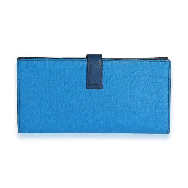 108895 bv Hermès Bleu Izmir Bleu Saphir Chévre Leather Béarn Wallet PHW