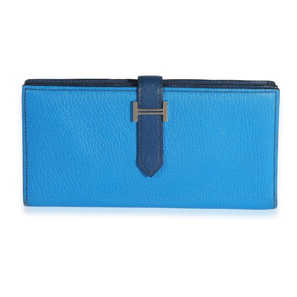 Hermès Bleu Izmir Bleu Saphir Chévre Leather Béarn Wallet PHW Hermès Bleu Izmir Bleu Saphir Chévre Leather Béarn Wallet PHW