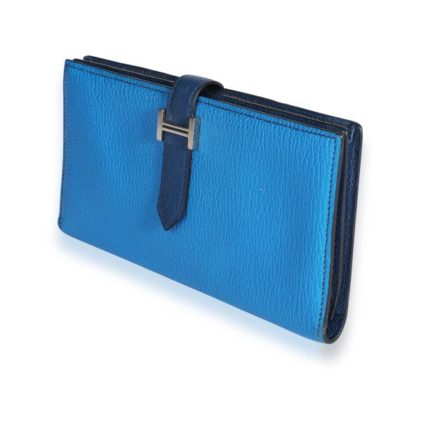 108895 sv Hermès Bleu Izmir Bleu Saphir Chévre Leather Béarn Wallet PHW