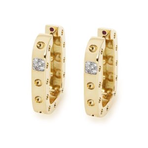 Roberto Coin Pois Moi Diamond Earrings in 18K Yellow Gold 010 CTW Chanel Matelasse Quilted 2WAY Clutch Bag