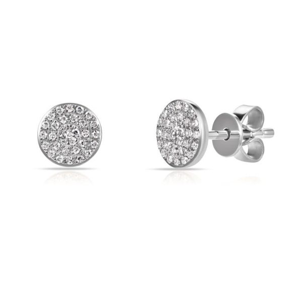 Pave Diamond Disc Stud Earrings 14kt Gold 15 ctw Pave Diamond Disc Stud Earrings 14kt Gold 15 ctw