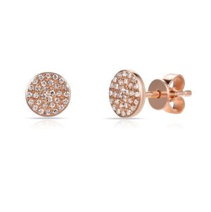 Pave Diamond Disc Stud Earrings 14kt Rose Gold 15 ctw Gucci Gg Canvas Shoulder Bag Outlet Beige