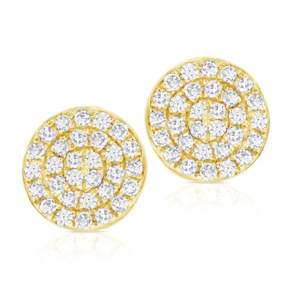 109332 av Diamond Pave Disc Stud Earrings in 14K Yellow Gold 022 CTW