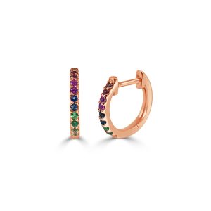 14k Rose Gold Rainbow Sapphire Huggie Earrings Salvatore Ferragamo 2way Handbag Shoulder Black