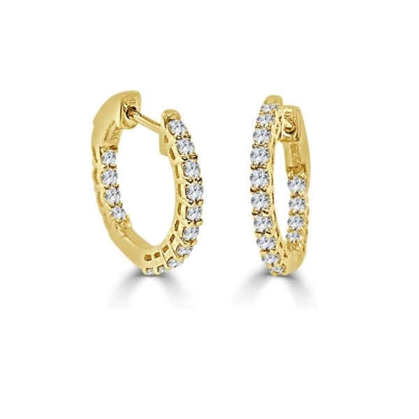 14k Yellow Gold Diamond Hoop Earrings 14k Yellow Gold Diamond Hoop Earrings 12 Ctw