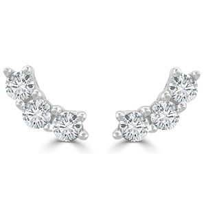 14k White Gold Diamond Curved Stud Earrings 14k White Gold Diamond Curved Stud Earrings 13 Ctw