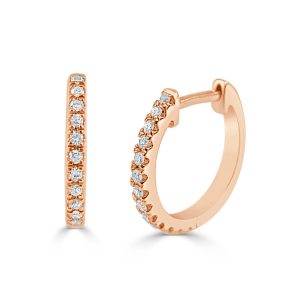 14k Rose Gold Diamond Huggie Earrings 14k Rose Gold Diamond Huggie Earrings