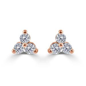 14k Rose Gold 14 Ctw Trio Diamond Stud Earrings 14k Rose Gold 14 Ctw Trio Diamond Stud Earrings