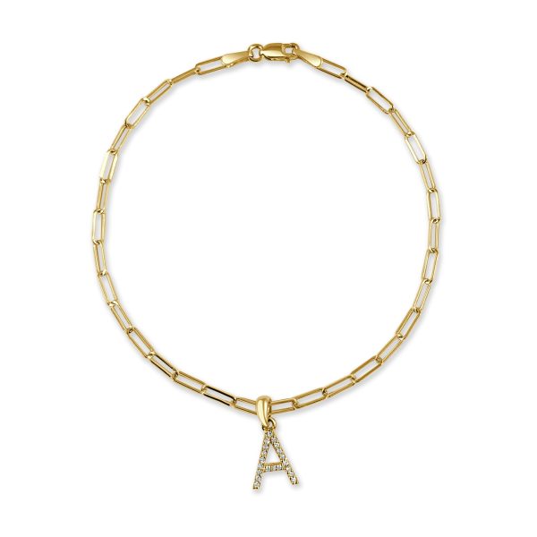 14k Gold Diamond Initial A Link Bracelet 14k Gold Diamond Initial A Link Bracelet