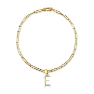 14k Gold Diamond Initial E Link Bracelet 14k Gold Diamond Initial E Link Bracelet