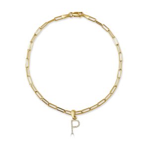 14k Gold Diamond Initial P Link Bracelet 14k Gold Diamond Initial P Link Bracelet