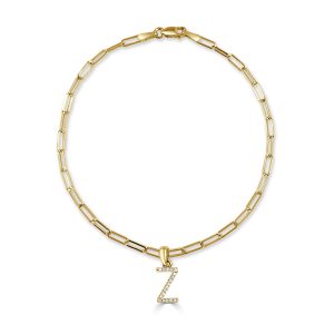 14k Gold Diamond Initial Z Link Bracelet 14k Gold Diamond Initial Z Link Bracelet