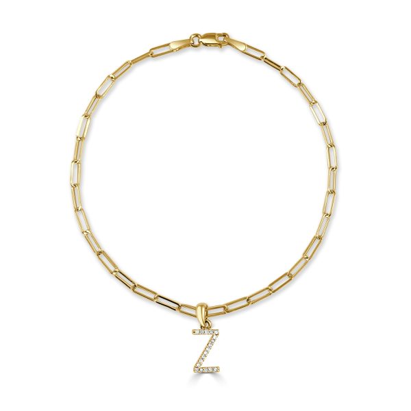 14k Gold Diamond Initial Z Link Bracelet 14k Gold Diamond Initial Z Link Bracelet