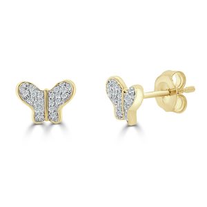 14k Yellow Gold Diamond Butterfly Studs Cartier Ballon Bleu W69010Z4 Womens Watch in Stainless Steel