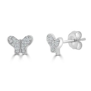 14k White Gold Diamond Butterfly Studs 14k White Gold Diamond Butterfly Studs