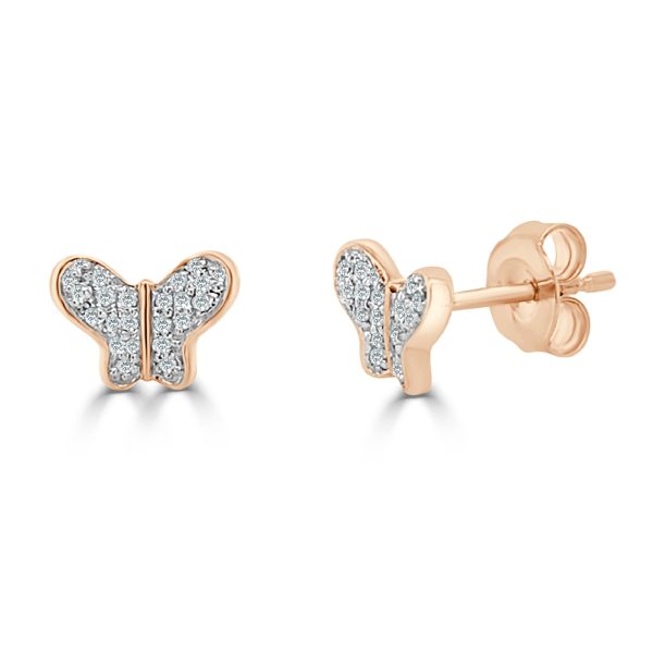 14k Rose Gold Diamond Butterfly Studs 14k Rose Gold Diamond Butterfly Studs