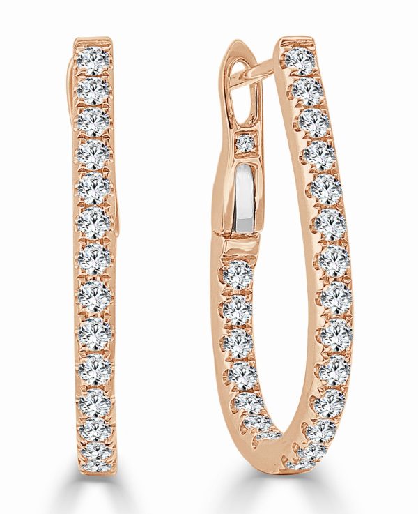 Diamond Pear Shape Inside Out Hoop Earrings in 14K Rose Gold Diamond Pear Shape Inside Out Hoop Earrings in 14K Rose Gold