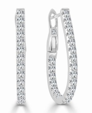 Diamond Pear Shape Hoop Earrings in 14K White Gold Diamond Pear Shape Hoop Earrings in 14K White Gold
