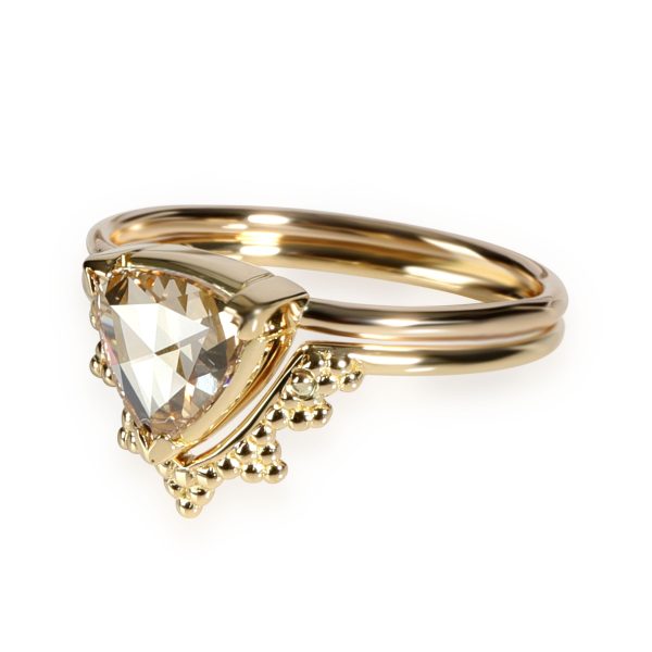 Yellow Gold Fashion Ring Natalie Marie Triangular Faceted Champagne Diamond in 18K Yellow Gold VS1