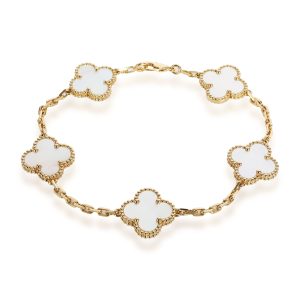 Van Cleef & Arpels Vintage Alhambra Mother Of Pearl Bracelet in 18K Yellow Gold