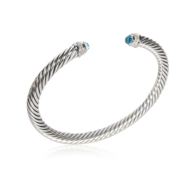 109765 pv David Yurman Diamond London Blue Topaz Cable Bangle in Sterling Silver 01 CTW