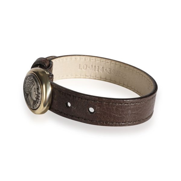 109799 sv Bulgari Monete Brown Leather Bracelet